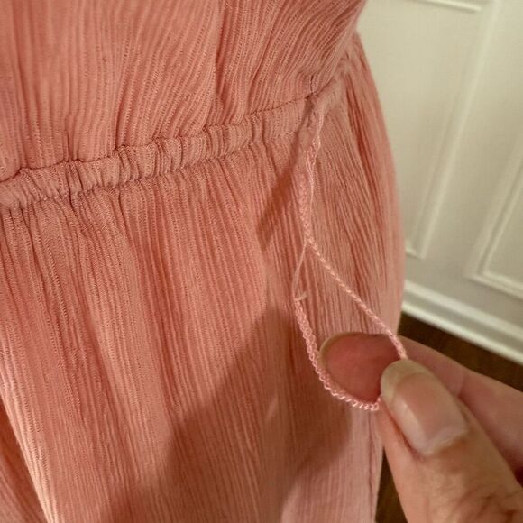 Aura Women's Sleeveless Colorblock Crinkle Maxi Dress Salmon Orange Fuchsia $160 - Picture 6 of 7